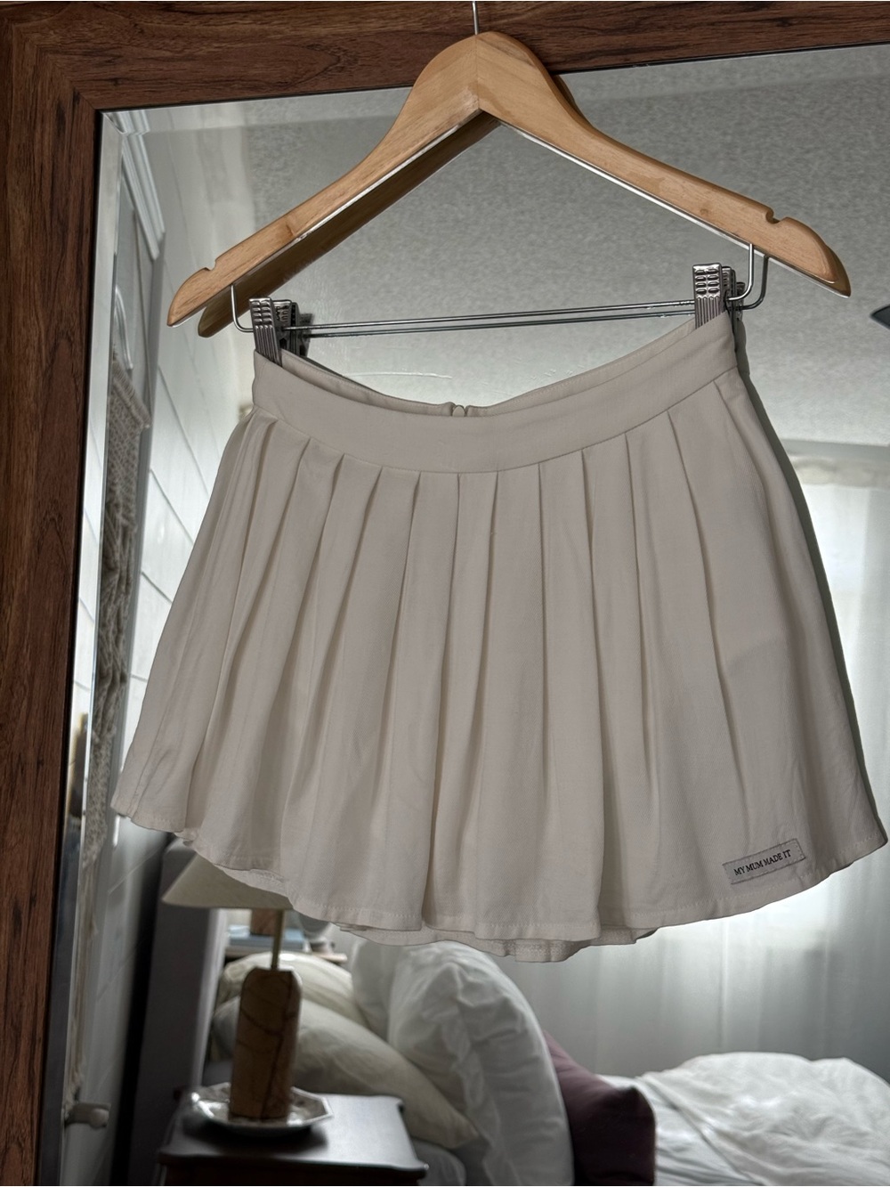 My Mum Made It Cream Pleated Mini Skirt